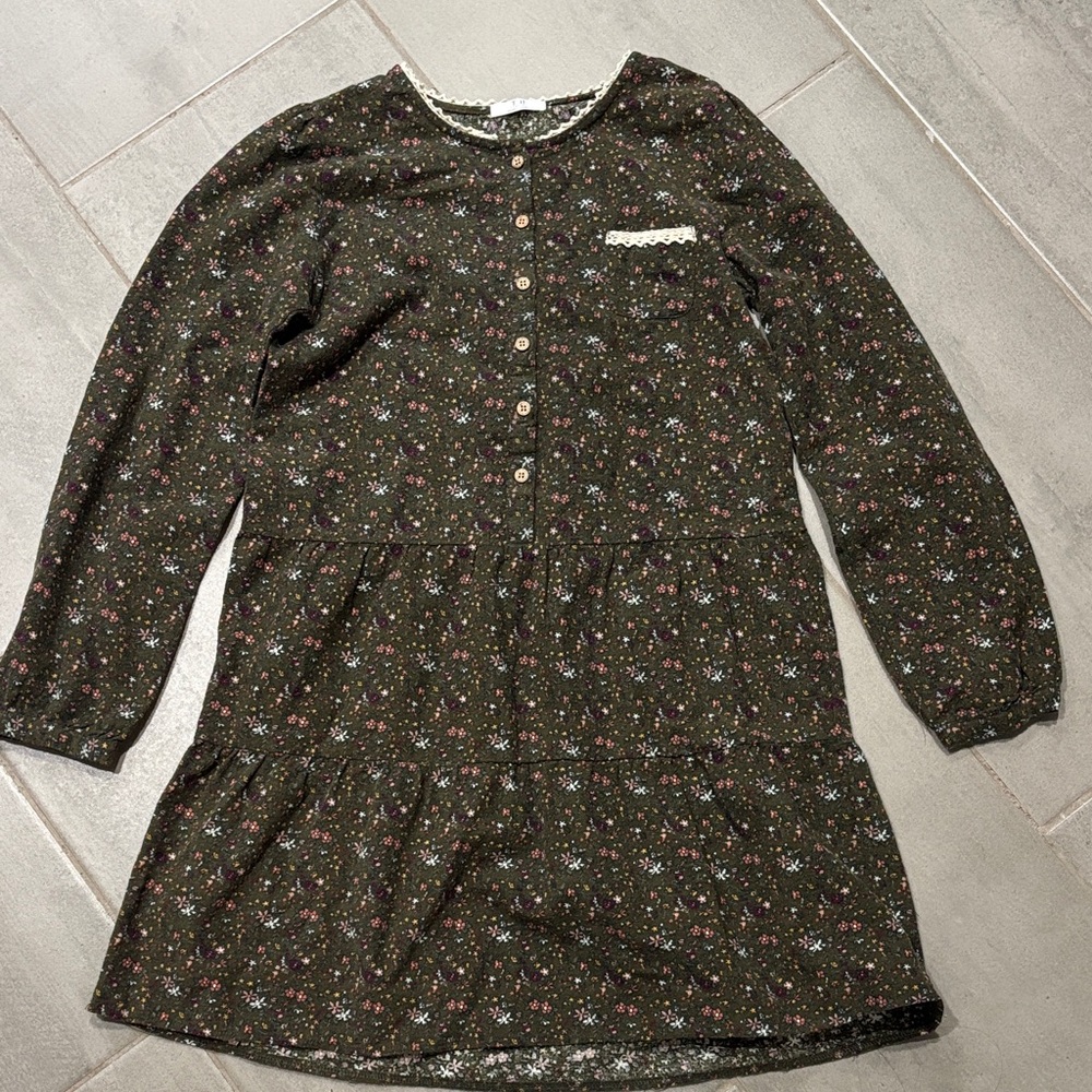 Floral Long Sleeve Kids Dress